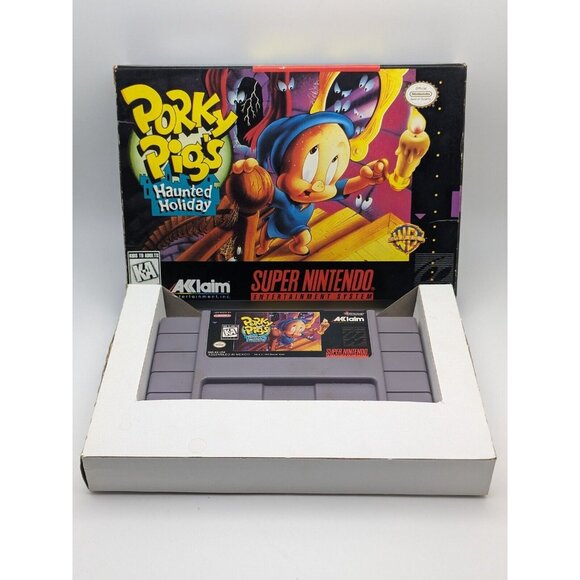 Porky Pig's Haunted Holiday (SNES Super Nintendo, 1995) Game & Box, Tested Works - Picture 8 of 12